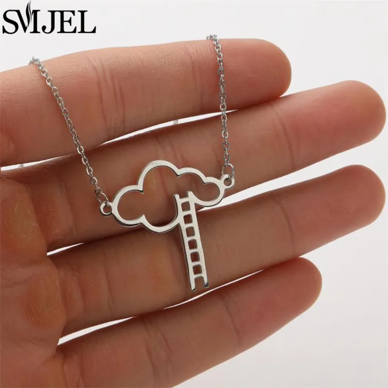 Stainless Steel Necklace Exquisite Cloud Ladder Pendant Link Chain Fashion Necklaces for Women Jewelry Best Friend Gift Collar