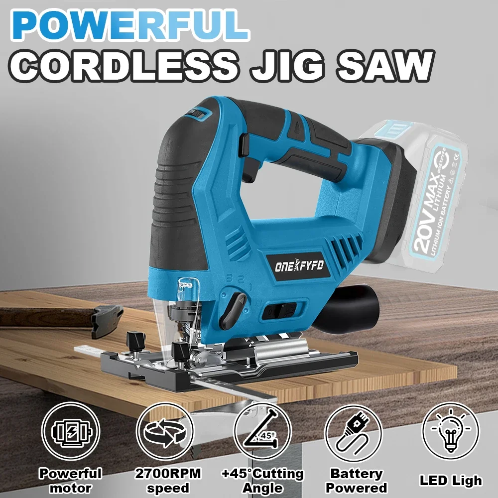 Jigsaw Cordless Quick Blade Change Electric Saw 65mm 5 Gear LED Light Guide Woodworking Power Tool for Makita 18V Battery