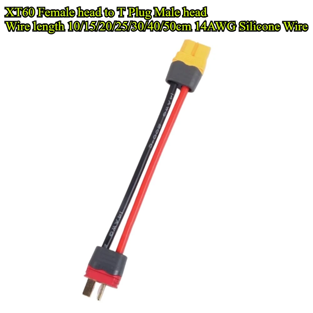2Pcs XT60 Male/Female to T Plug Female/Male Adapter Cable 10/15~50cm 12/14AWG Silicone Wire for RC Battery Model Car Accessories