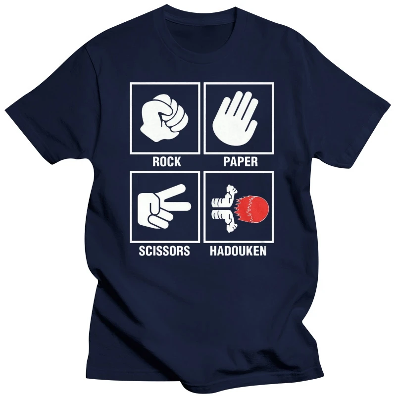 Rock Paper Scissors Hadouken Funny Mens Unisex T-Shirt Stylish Custom Tee Shirt