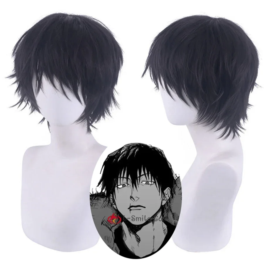 Jujutsu Kaisen Toji Fushiguro Cosplay Black Wig Toji Zenin Heat Resistant Synthetic Hair Men Women Cosplay Wigs + Wig Cap