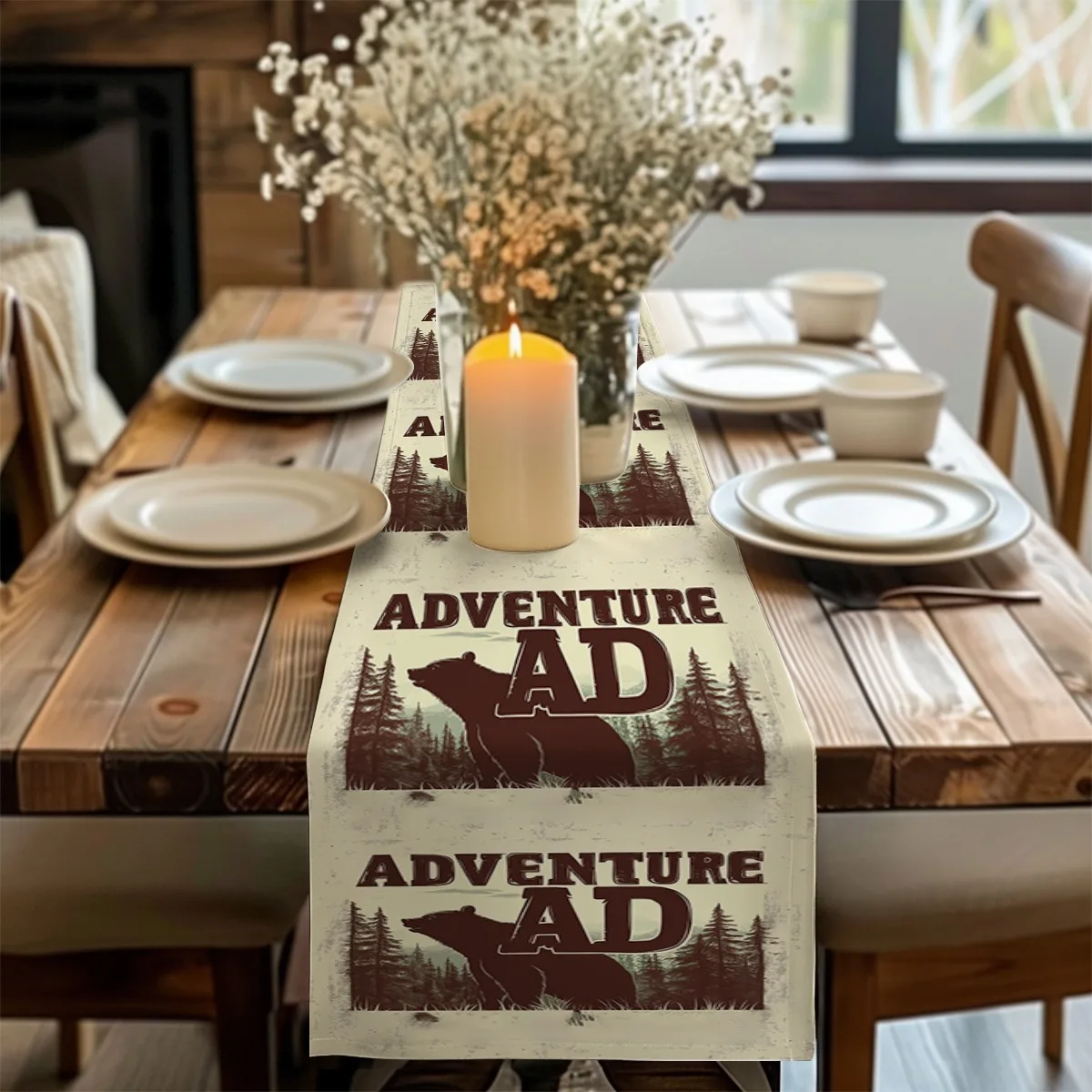 

Скатерть с принтом Медведь и сосна Винтажный лесной принт Стол Флаг туалетный столик флаг для кухни и дома, подарок на новоселье