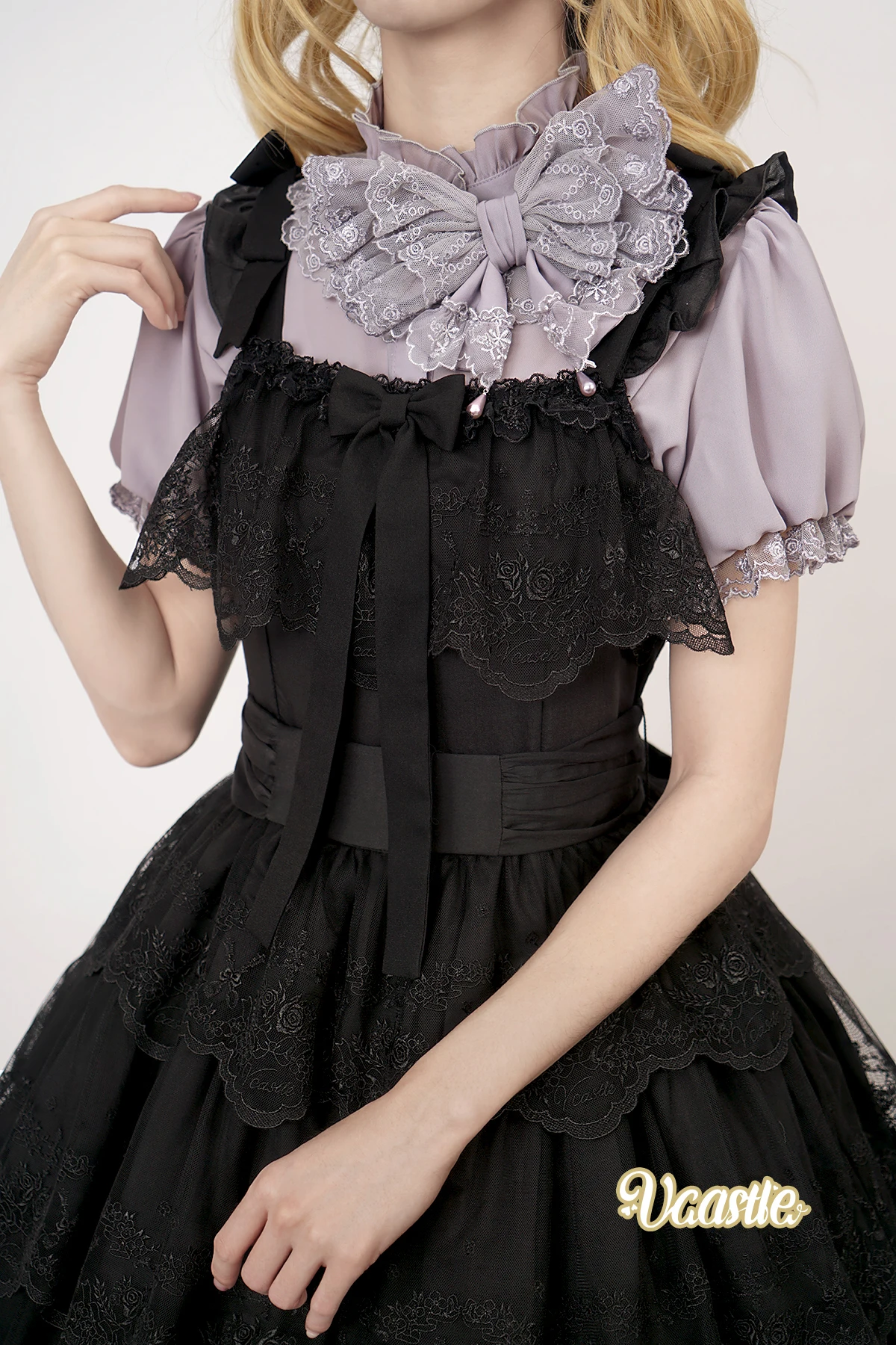 우아한 로리타 헤비 인더스트리 플레어 슬리브 패션 다용도 셔츠 봄 가을 소녀 스퀘어 칼라 연령 감소 JSK 드레스