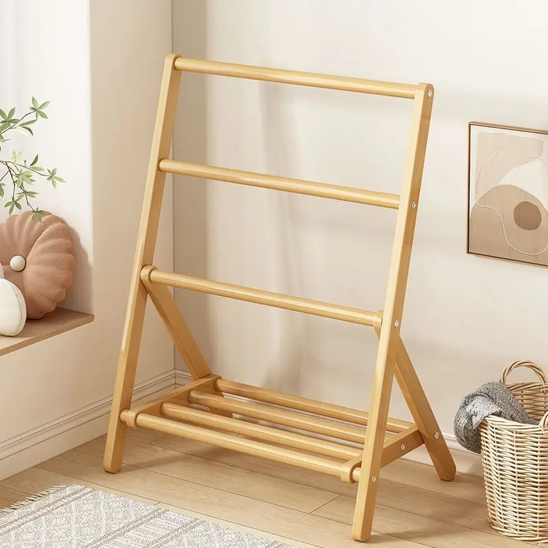 Wooden Floor Removable Space Saving Clothes Racks Cheap Hallway Wardrobe Organizer Shelf Dressing