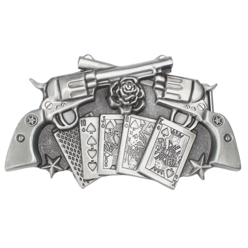 Revolver Belt Buckle Play Card Rose Smooth Components METAL 3D ALLOY Decorative Waistband Clothing  Accessories 3.8-4CM BELT