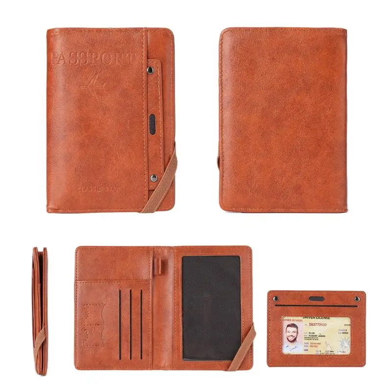 Women Men PU Passport Cover Passport Protector Multi-Function Credit ID Card Wallet Waterproof Business Document