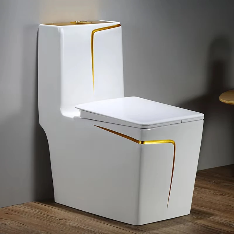 Factory Gold Line White Color Toilets Easy-cleaning and Space-saving Wholesale Special Design S-trap Toilet Bowl