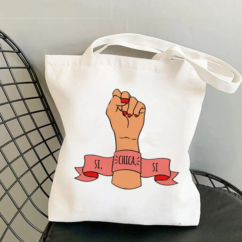 

2024 Shopper GIRL POWER Personality Printed Tote Bag Women Harajuku Shopper Handbag Girl Shoulder Shopping Bag Lady Canvas Bag