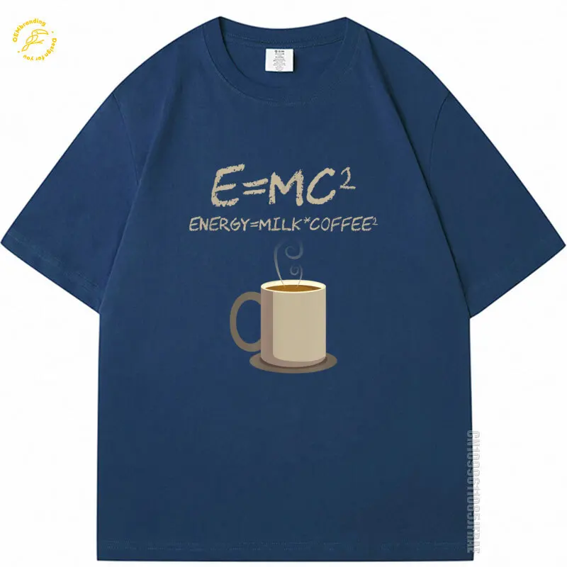 

E=Mc2 Funny Science Coffee Energy Milk Men T Shirts Gift Oversized TShirt Kitty T-Shirt Luxury Designer Clothes מותגים יוקרתיים