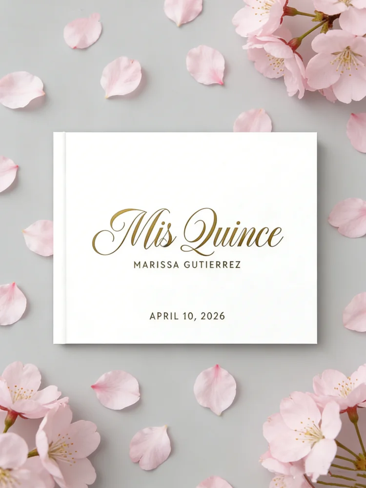 

Книга для гостей Mis Quince Sweet 15 с фольгированием, персонализированный фотоальбом с индивидуальным цветом для вечеринки Quinceañera