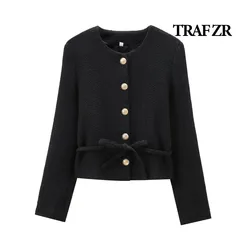 TRAF ZR Black Jackets Women Summer 2024 Ladies Y2k Fashion New in Coats Elegant Luxury Women's Coat Jackets with Sashes