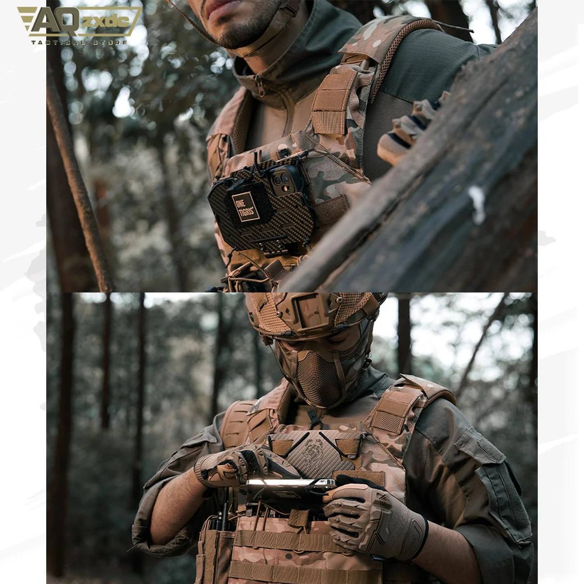 Soporte para teléfono MOLLE de pecho en portaplaca táctico compatible - imagen 4