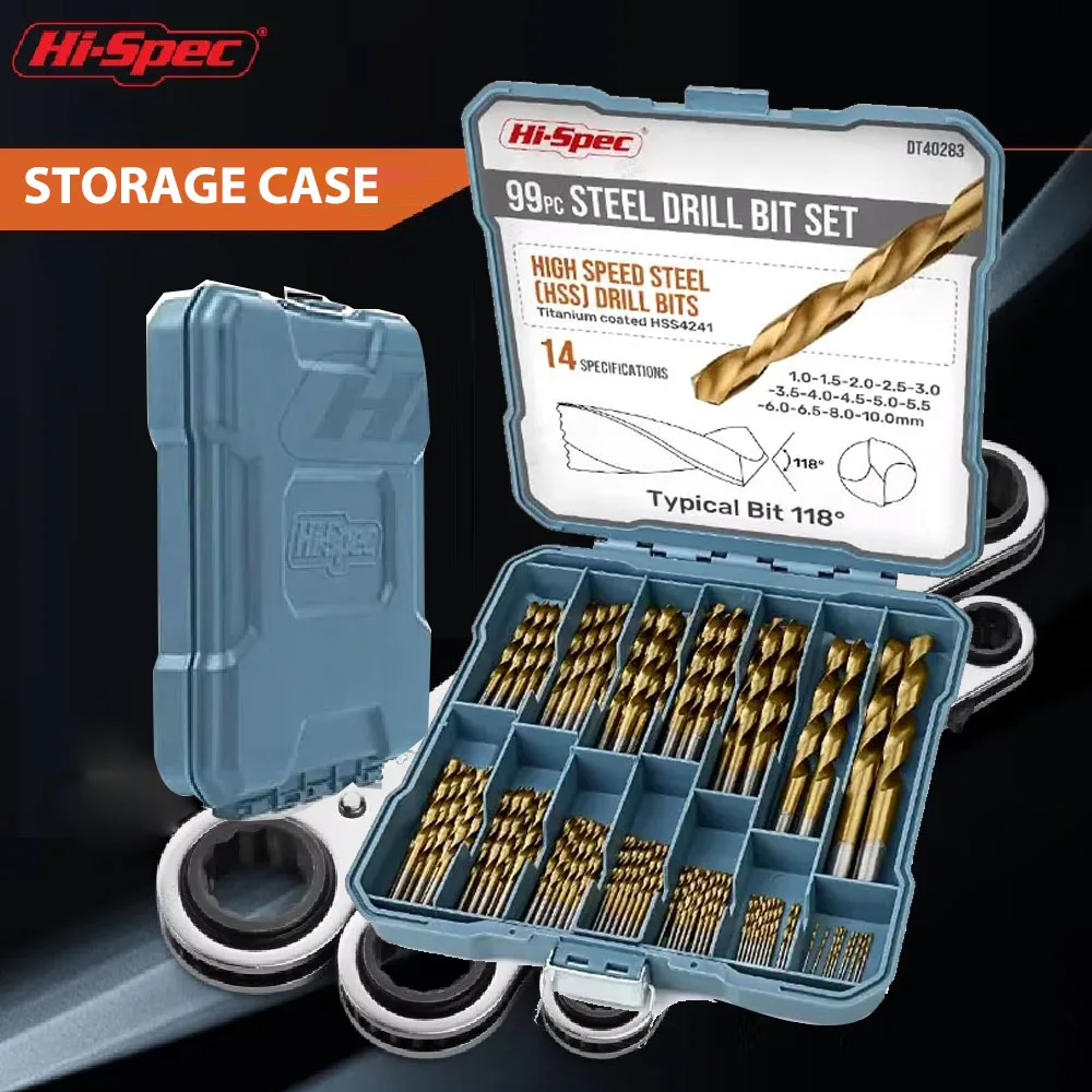 

Hi-Spec 99-130pcs HSS Metal Drill Bit Set Metric Metal 1-10mm Drill Set Twist Drill Bit For Wood Plastic Drill Accessory Set