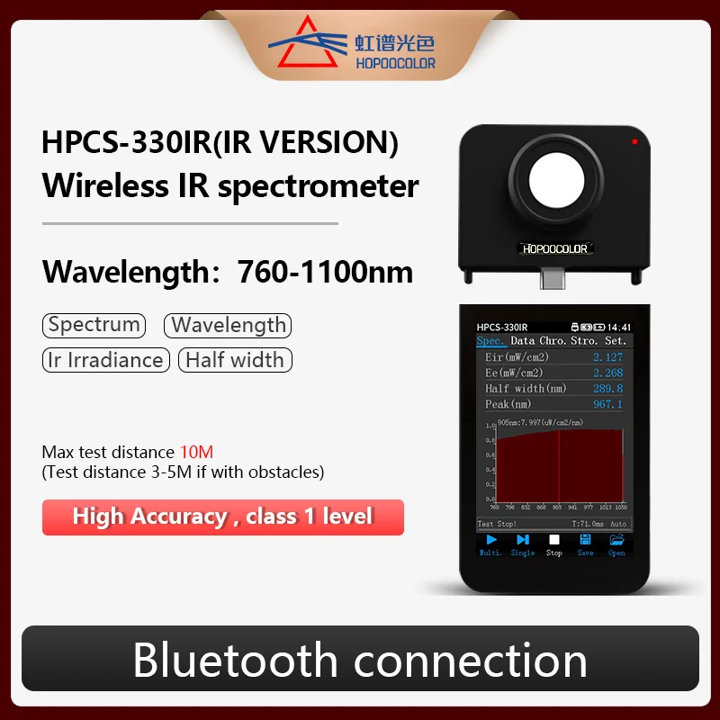 Hopoocolor HPCS-330IR 760-1100nm Nir Light Spectrometer Spectrum Wavelength Irradiance meter