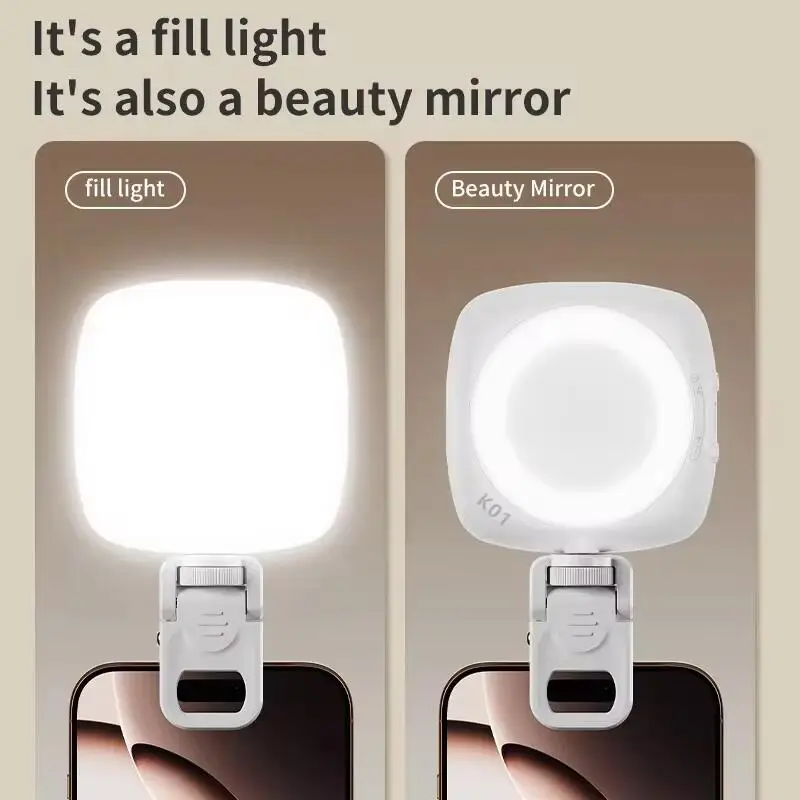 

Mobile Phone Fill Light Adjustable Mini Beauty Tri Color Handheld Rotating Folding Portable Selfie Video Phone Fill Light