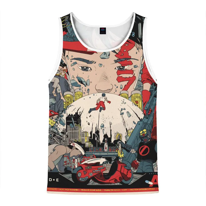 Newest Hot Anime Akira Vest 3D Hip Hop Trendy Men's Sleeveless Tank Top Fashion Gym Fitness Clothing Summer Oversized Streetwear