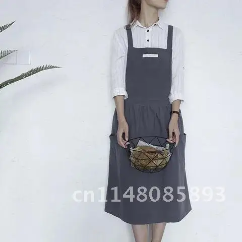 Cotton Nordic Pleated Skirt Women Aprons Kitchen Restaurant Cooking Aprons With Pocket Work Apron Waiter Kitchen Cook Tool U1888