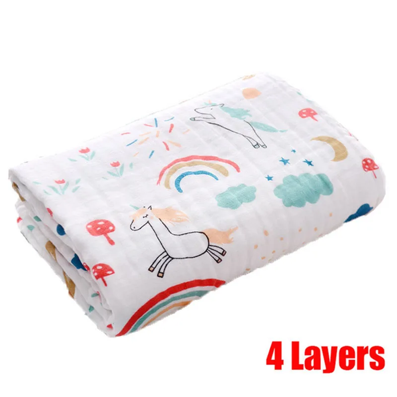 Baby Bath Towel Boy Girl Cotton Blanket For Newborn Bathrobe 4-Layer Gauze Washcloth Infant Swaddle