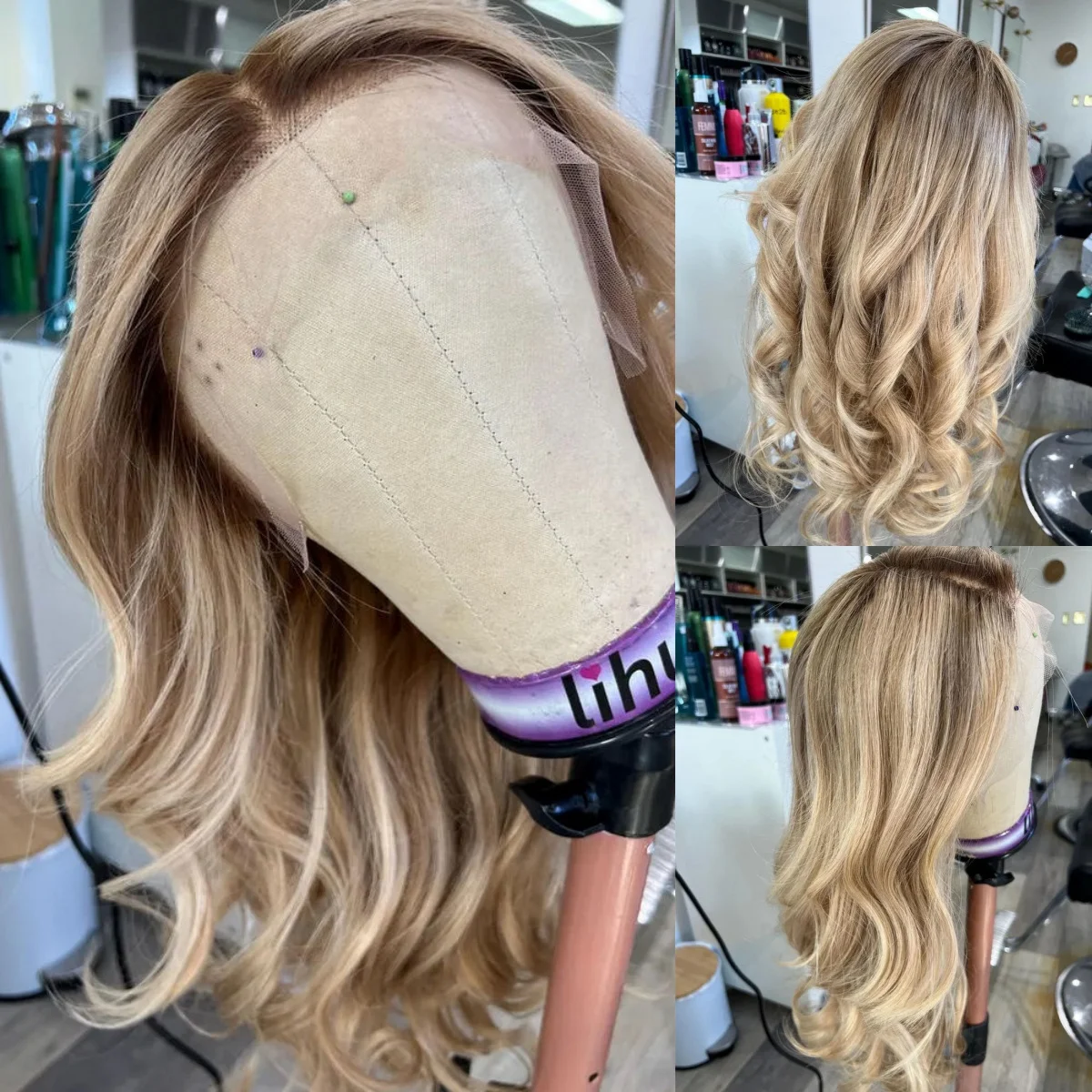 Highlight Ash Blonde Futura Wig With Dark Roots Loose Wave Synthetic Wigs Realistic Look Natural Hairline High Density Hair