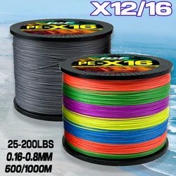 JOF Braided Fishing Line X16/X12 1000/500m Drag 25-200LB Japan PE Line for Freshwater Saltwater Fishing Accessories Pesca