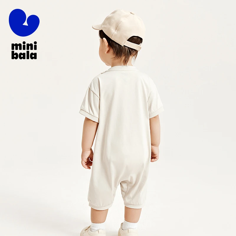 Mini Bala Infant Outfit 2024 Summer New Style Boys and Girls Pure Cotton Cute Panda Baby Onesie Baby Clothes