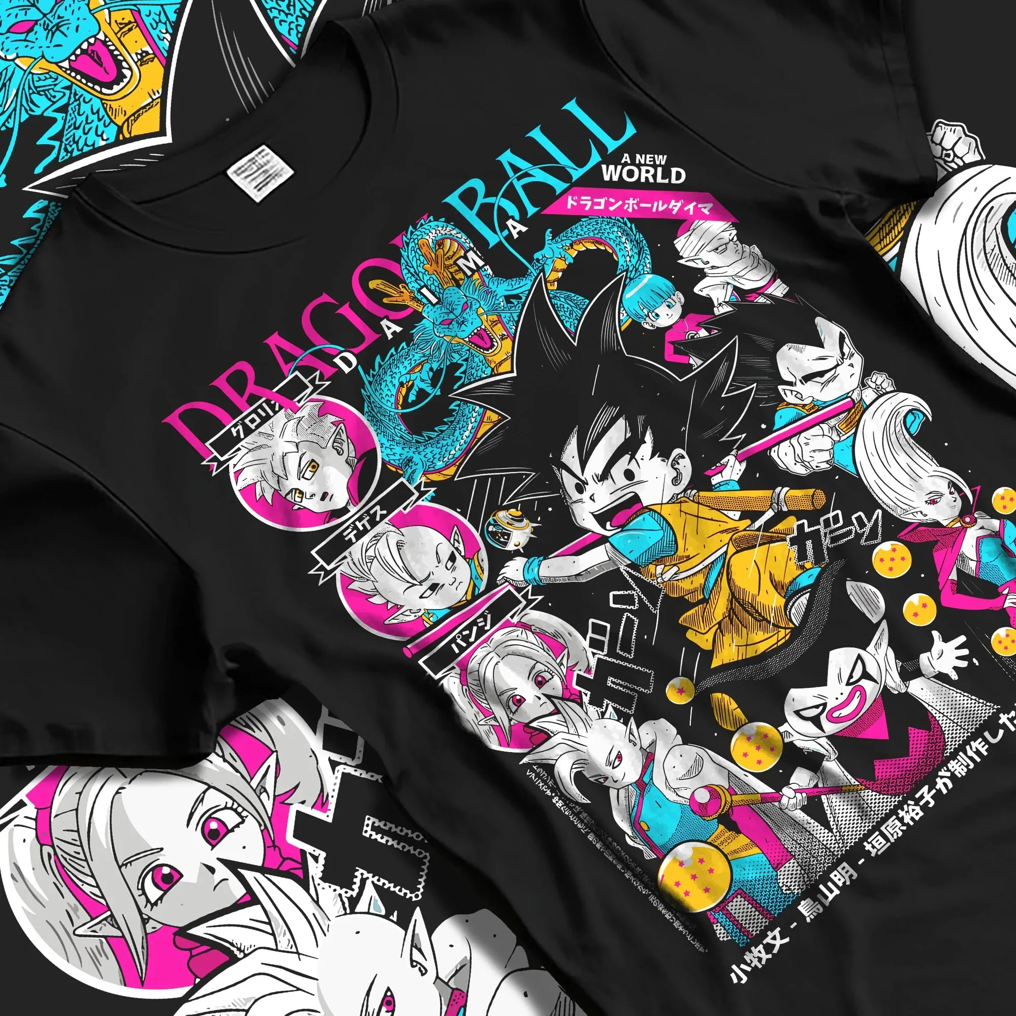 2026 Sommer Dragon Ball DAIMA Vollständiger Charakter-Collage-Druck 100% Baumwolle T-Shirt Unisex Hochwertige Vintage Anime Grafik-T-Shirts