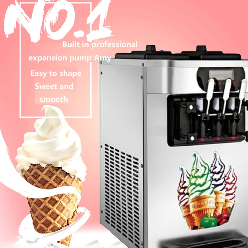 Small Soft Ice Cream Machine For Dessert Shop Ice Cream Machine Three Flavors Yogurt Ice Cream Maker