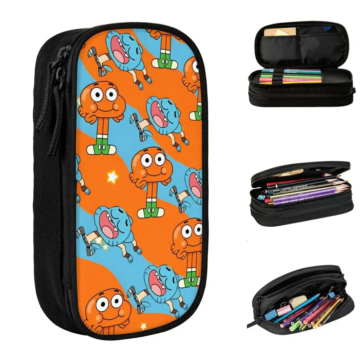 

Gumball Darwin Face Pencil Cases New Video Game Pen Box Bag Student Large Storage School Supplies Zipper Pencil Box