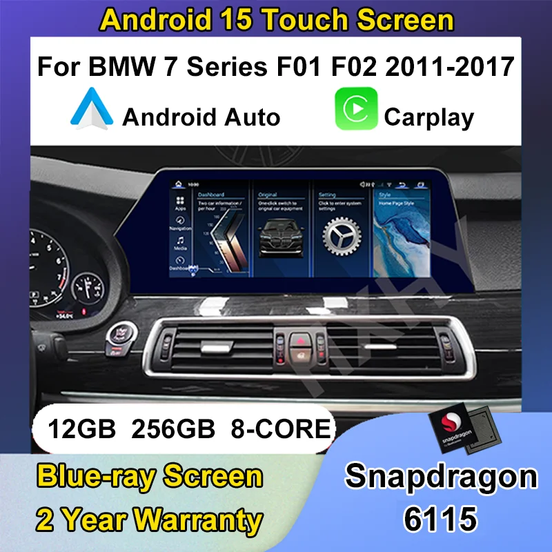 Android 15 12+256G Radio Gps Navigation Auto Carplay For BMW 7 Series F01 F02 2009-2015 Car Multimedia Dvd Player Blade Screen