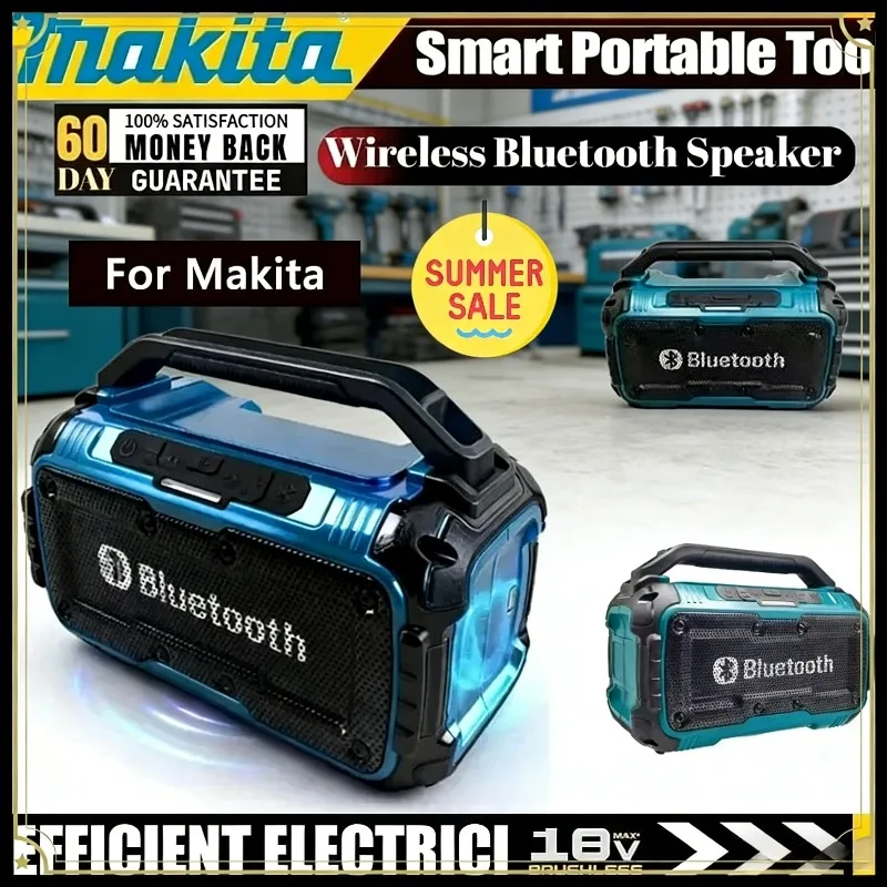 

Портативная беспроводная Bluetooth-колонка Makita с двухканальным объемным звуком и сабвуфером, громкоговоритель для работы, совместимый с аккумулятором Makita 18V.