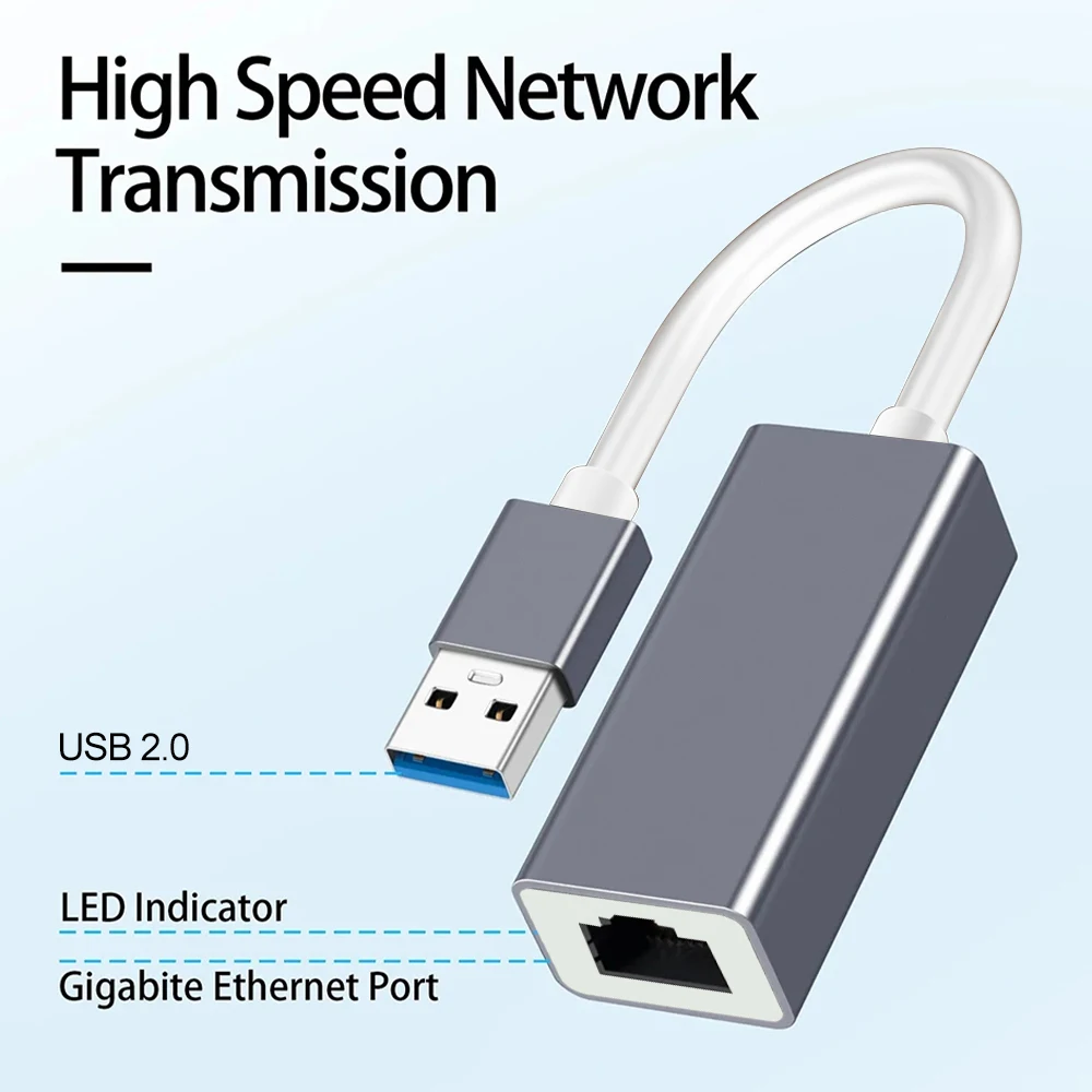 100Mbps Wired Network Card Adapter USB Type C to RJ45 Ethernet Adapter USB2.0 to RJ45 Network Card USB Lan Internet Cable for PC