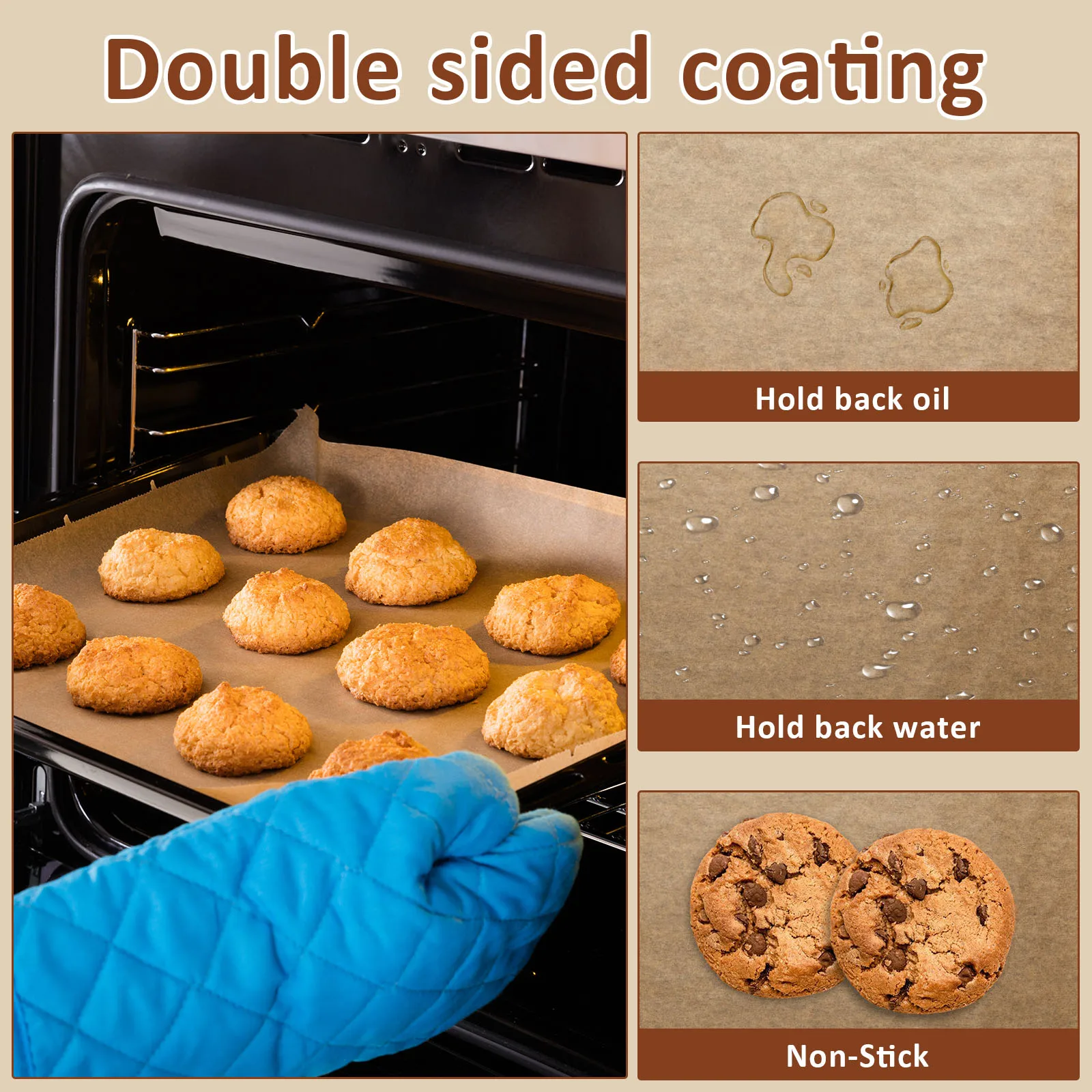 لفة ورق البرشمان مزدوجة الجوانب ورق البرشمان أوراق الخبز كوتابل الخبز الخبز بطانات لفرن الهواء المقلاة شواء حصيرة