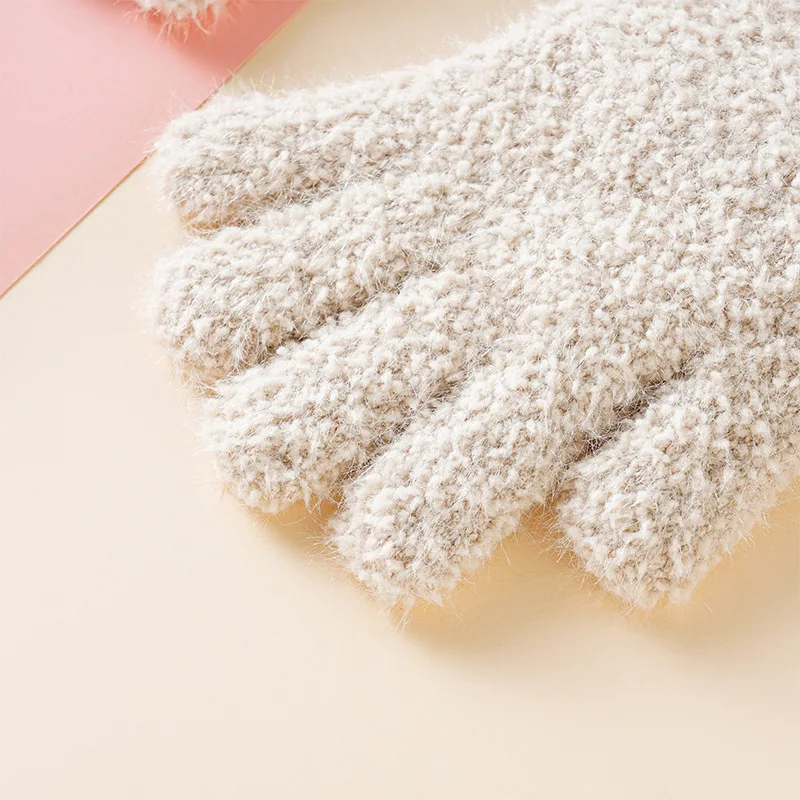 韓国スタイルニット手袋女の子のための冬暖かい厚い豪華な五本指子供手袋かわいい弓子供のファッション手袋新しい