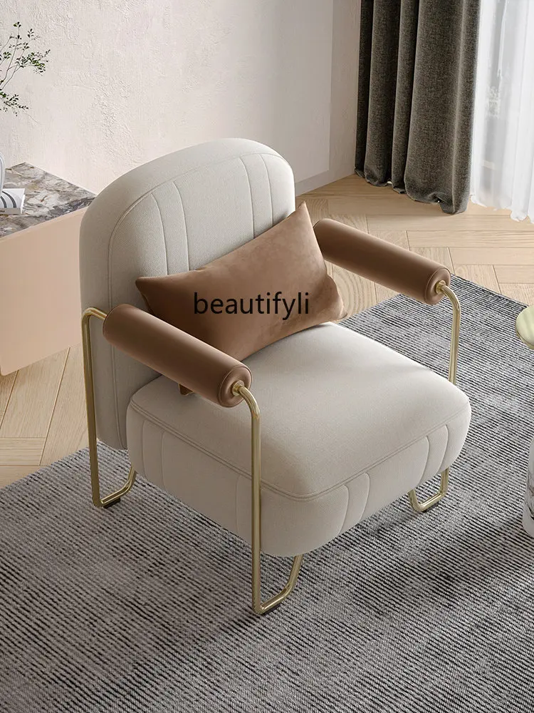 

zq Leisure Chair Pole Living Room Beauty Salon Single Designer Metal Frame Fabric Couch