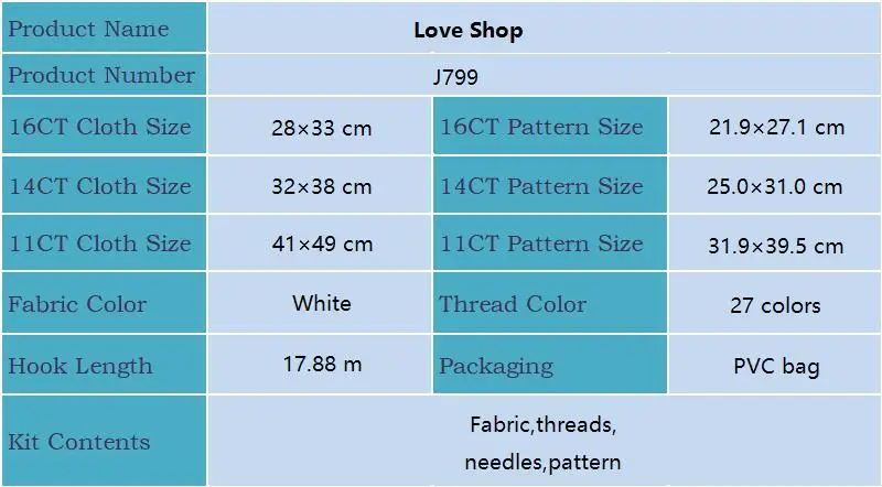 Cross Stitch Kit Joy Sunday Love Shop HD Pattern Printed Counted Fabric Aida 16CT 14CT 11CT DIY Embroidery Kit Home Decor New