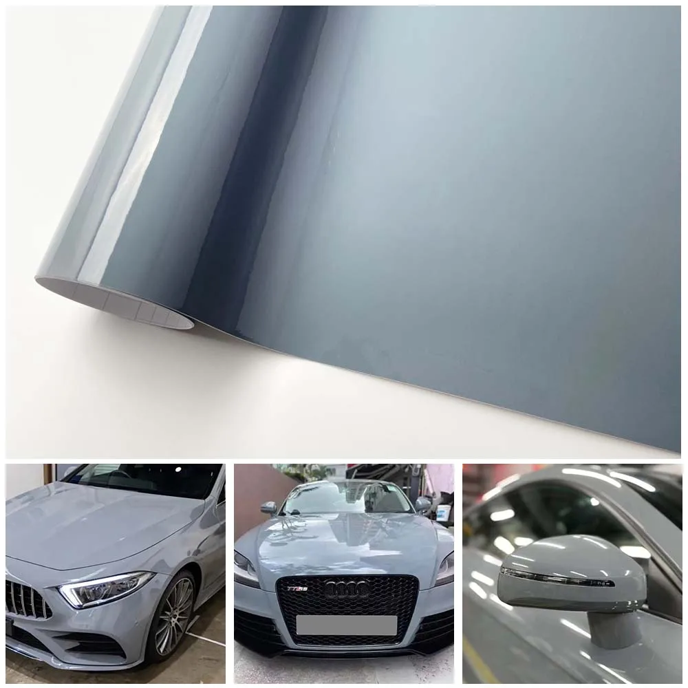 

Car Sticker Vinyl Motorcycle Adhesive Film Bright Shiny Wrapping Paper Glossy Grey Car Decals Waterproof Tuning Accessories