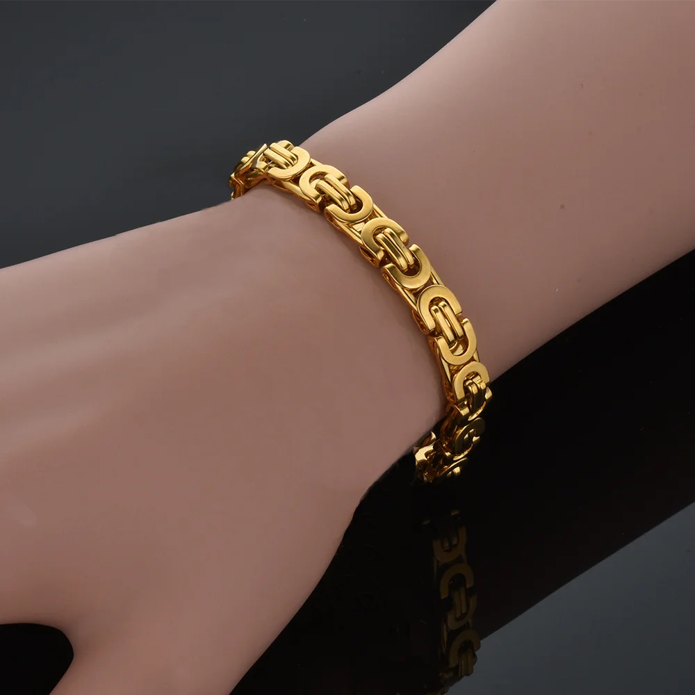 Neueste 316L Edelstahl Armband Männer Frauen Großhandel 6mm Gold Silber Farbe Männliche Hand Kette Link Armband Hip Hop schmuck