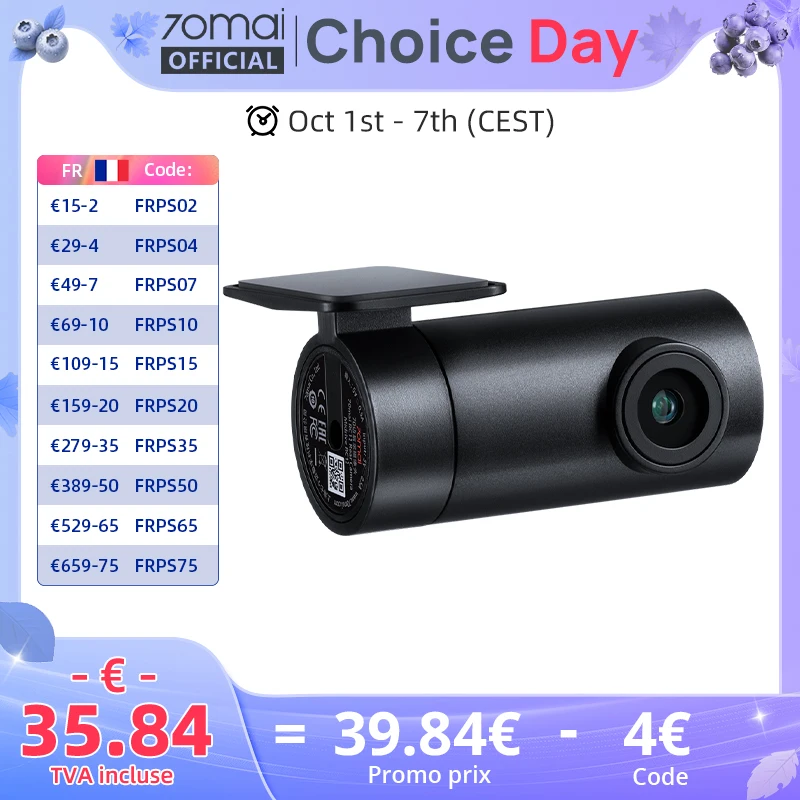 70mai-Caméra arrière RC12 pour Dash Cam 4K, DVR de voiture, caméra de recul, prise en charge du stationnement statique 70mai-Caméra arrière RC12 pour Dash Cam 4K, DVR de voiture, caméra de recul, prise en charge du stationnement statique