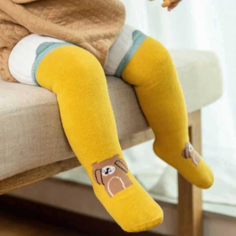 Calcetines Largos por Encima de la Rodilla para Bebé, 100% Algodón, Gruesos, Cálidos, Antideslizantes, Sin Compresión, para Otoño e Invierno, para Bebés y Niños Pequeños