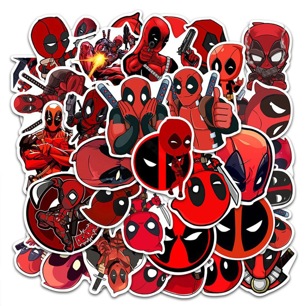 10/35PCS Marvel Superhero Deadpool Stickers Cool Graffiti Wall Decals DIY Skateboard Motorcycle Phone Laptop Car Bike Kids Toys