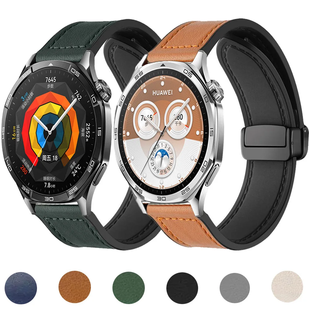 화웨이 워치 GT5 Pro GT4 5 4 3 46mm, Amazfit Bip 6 5/GTR/GTS 4용 22mm 20mm 실리콘+가죽 스트랩 (비즈니스 손목 밴드)
