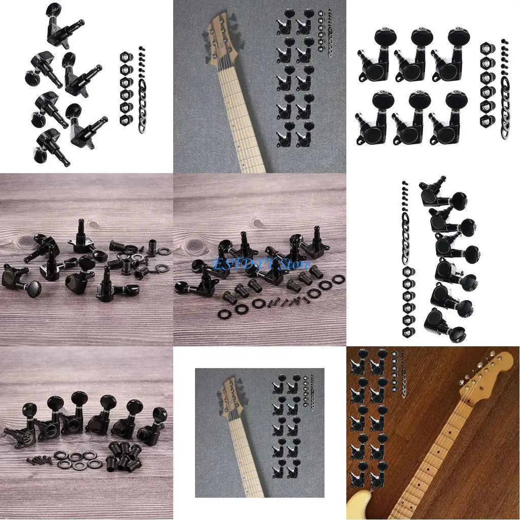 

G6DE Pack of 6 Left Hand Guitar Tuning Machines Heavy Type Metal Construction Suitable for Standard 10mm Peg Hole Replacement