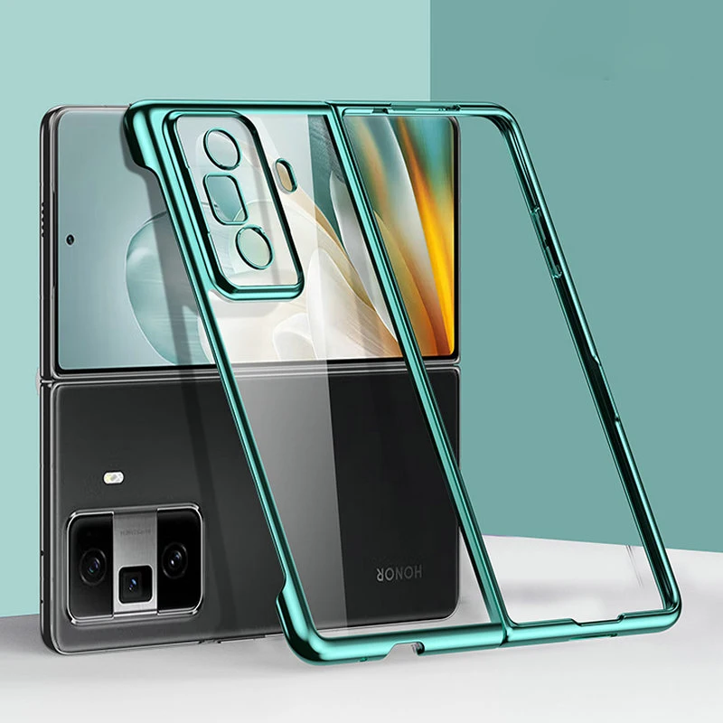 حافظة كمبيوتر صلبة شفافة عالية الدقة لهاتف Honor Magic VS3، حافظة كمبيوتر صلبة رفيعة للغاية مطلية بالكروم لهاتف Honor MagicVS3