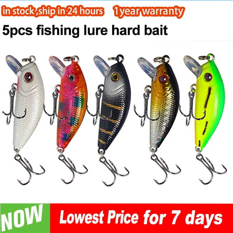 5PCS Minnow Fishing Lure Multi colors Floating Hard Bait Wobbler Jig Bait Crankbait Carp Striped Bass SwimBait Pesca