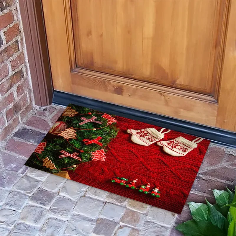 Santa Pattern Rugs Christmas Collection Living Room Bedroom Carpet Children's Room Furry Blankets Hallway Bathroom Anti-Slip Rug