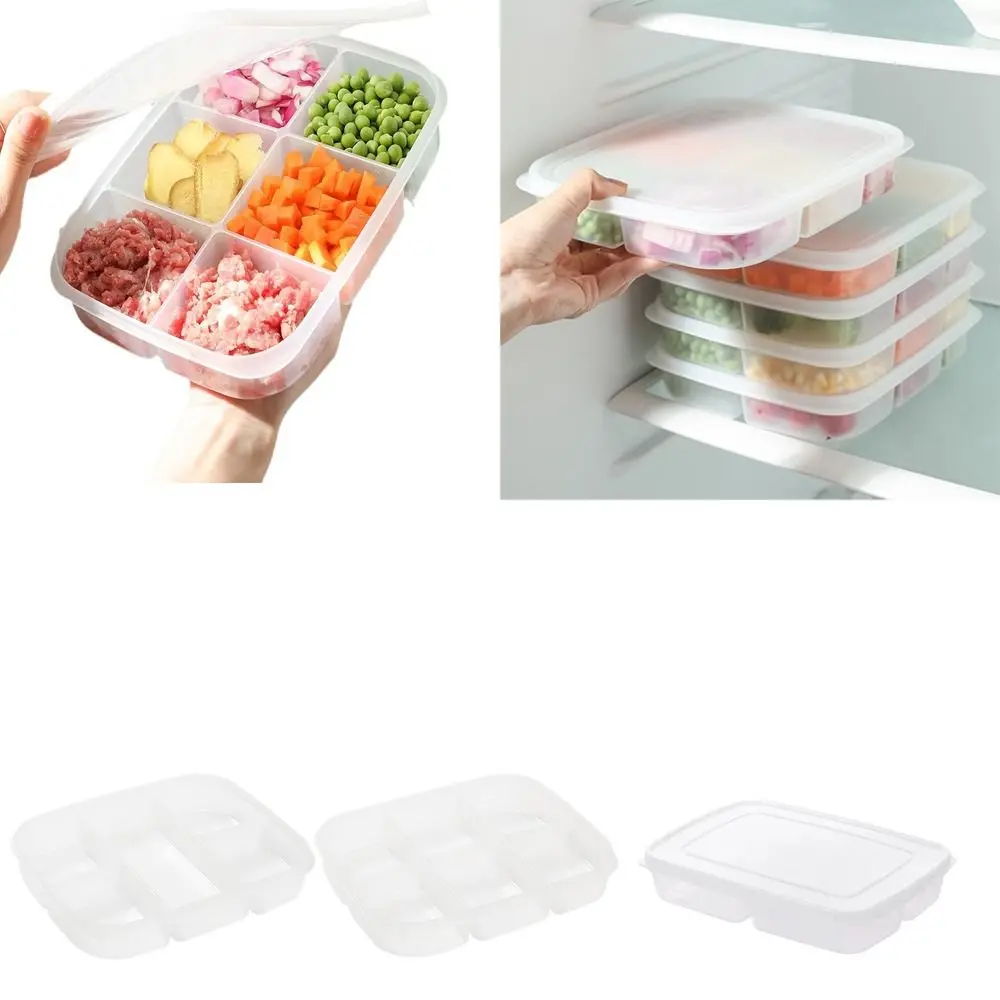 Portable Food Preparation Storage Box Divided 4/5/6Grids Sub-Packed Meat Compartment Box Compartment Vegetables Fruits Boxes