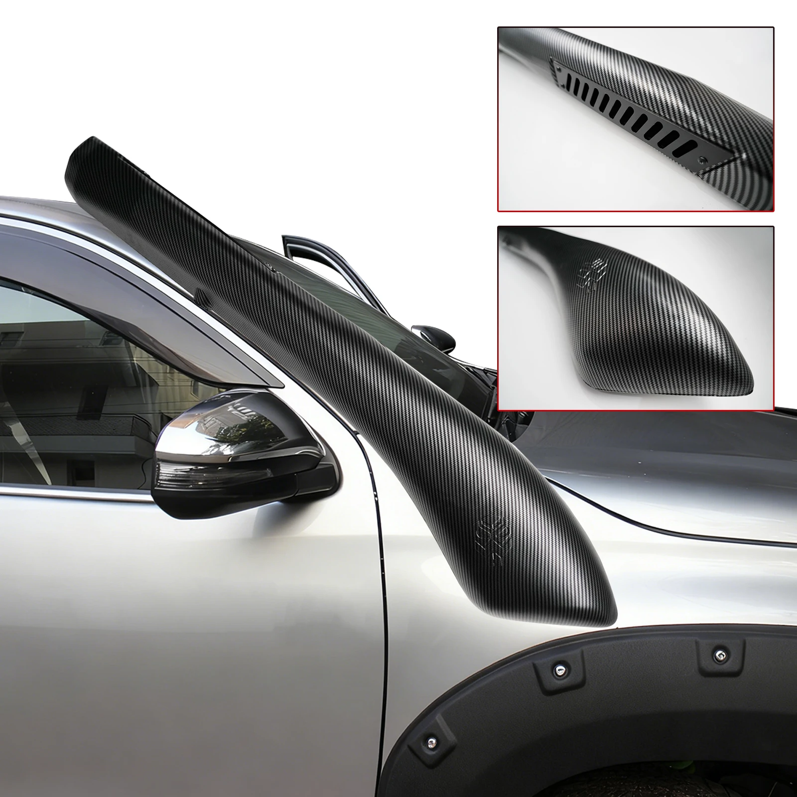 

Carbon Fiber Finish Car Snorkel For Toyota Hilux 2015 2016 2017 2018 2019-2022 Air Intake Pipe ABS Water Wading Intake Parts