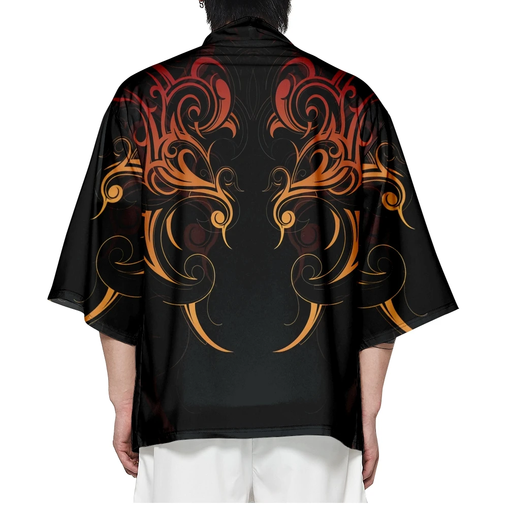 Plus Size 6XL 5XL Japanese Anime Print Samurai Kimono Streetwear Harajuku Men Women Cosplay Cardigan Haori Black Asian Clothing