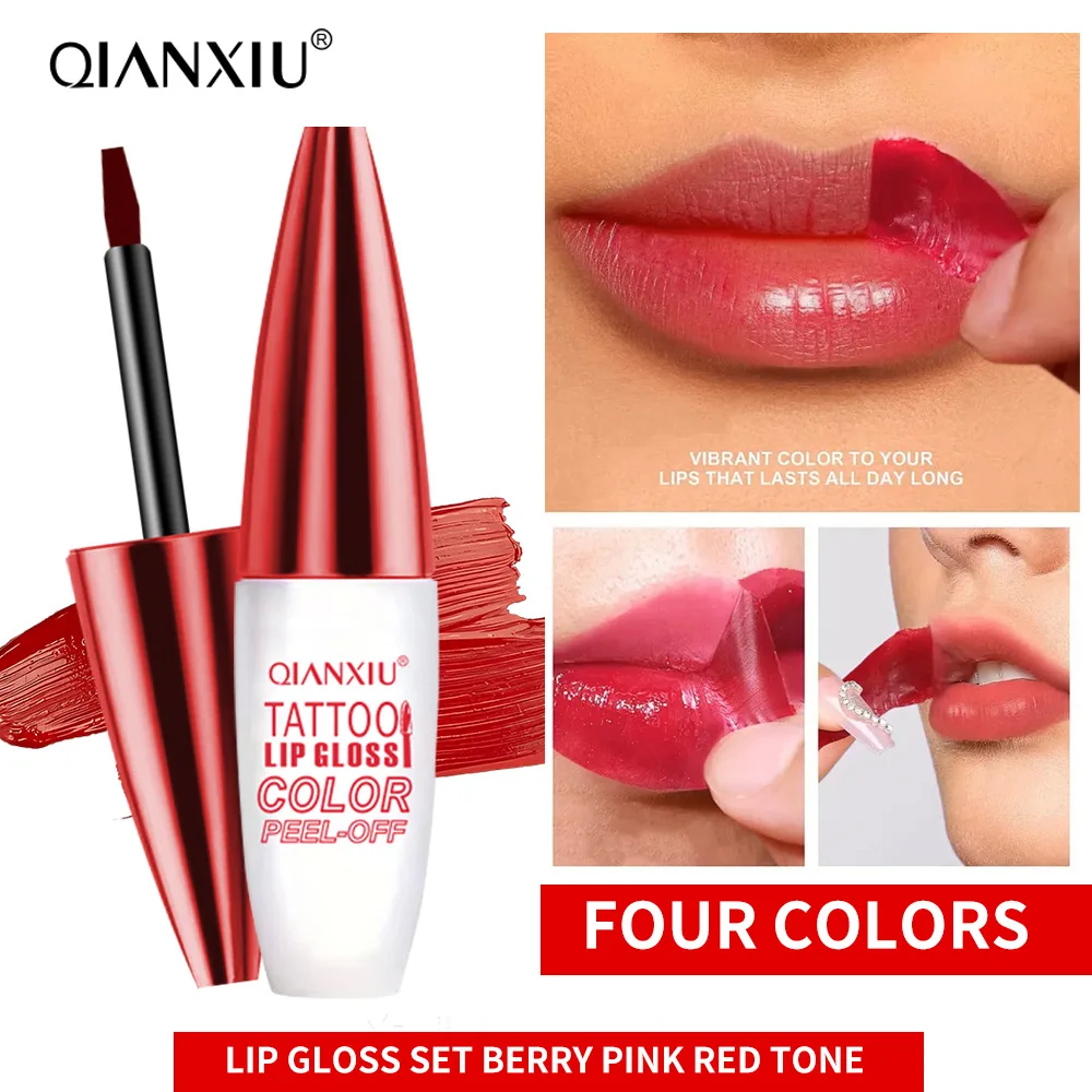 4-color Peel-off Lip Gloss, Water-resistant and Easy To Apply, Long-lasting and Does Not Stick To The Cup image 3