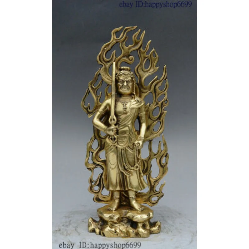 11-Inch Rare Chinese Buddhism Brass Copper Japanese Fudo Myo-o / Acalanatha Buddha Statue